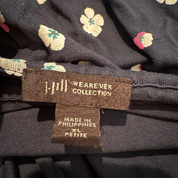 J‎ Jill Wearever Top Womens Size XLP Floral Navy Rayon Spandex Off Shoulder - Picture 7 of 8